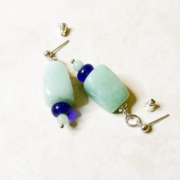 Chunky Green Aventurine Earrings - Good Luck + Prosperity Stone! Pick Your Fave! - Picture 1 of 8
